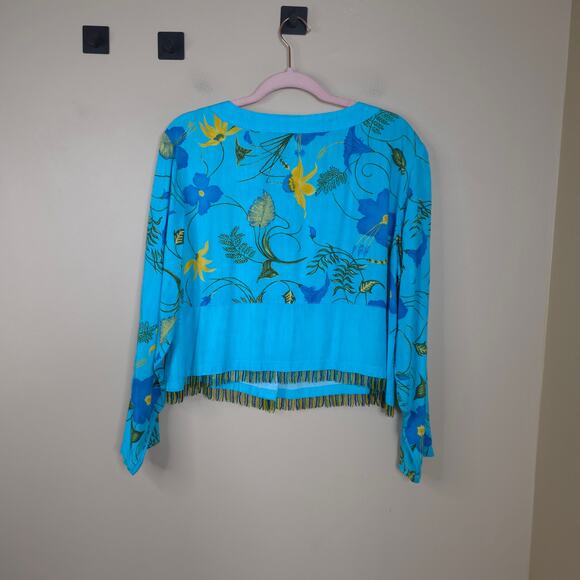 Vintage Paradiso Long Sleeve Cropped Button Up Shirt in Blue Size M - Picture 5 of 7